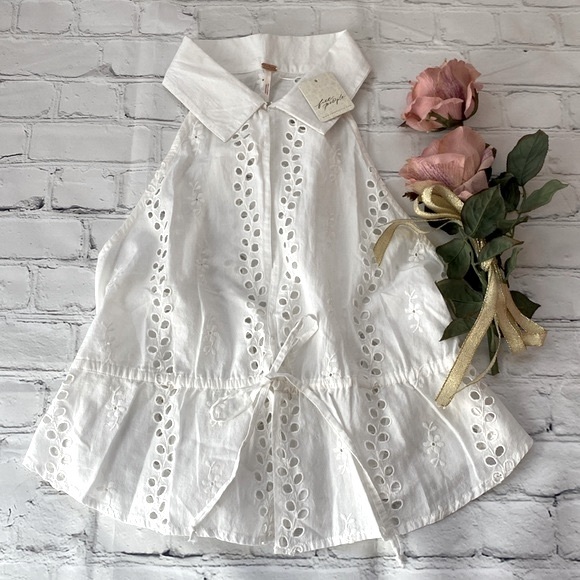 Free People NWT Tangerine Eyelet Top - Picture 2 of 15